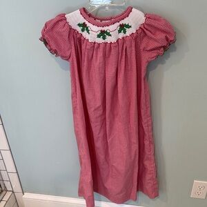 Smocked Dress with Green Embroidery